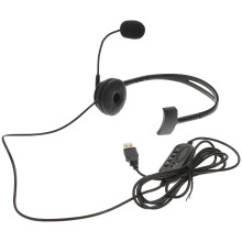 3Pcs Office USB Headset with Noise Canceling Mic Black for Voice Chat