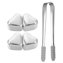 4Ensembles Cubes De Glace Réutilisables En Acier Pour Bar Argent
