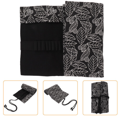 5Pcs Black Roll Up Pencil Case Organizer for Colored Pencils