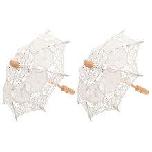 10St Bruidsparasol Beige Kant Decoratie Vintage Voor Bruiloft