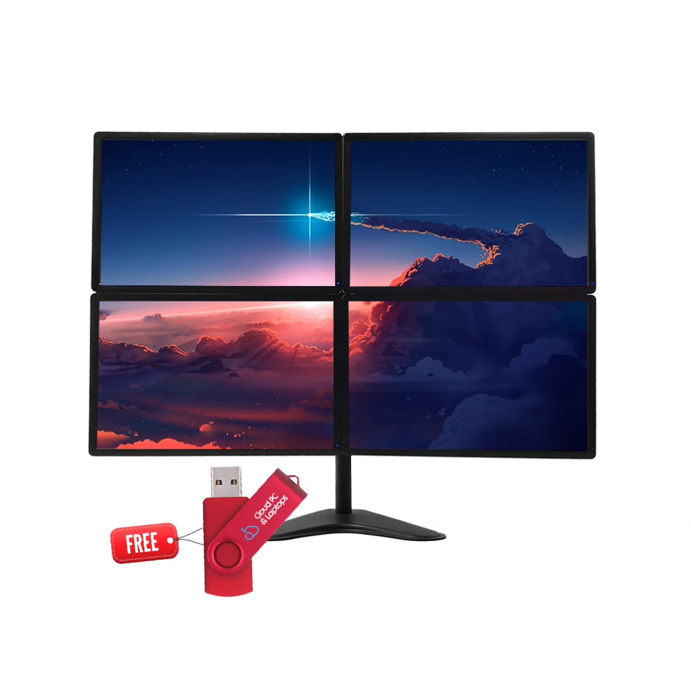 Quad Trading Monitor Bundle 4 X 24" Monitors Hdmi 9506531331664