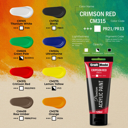 Craft Mode Acrylic Paint Set 8 120ml Vibrant Colours -Multi-Surface 1