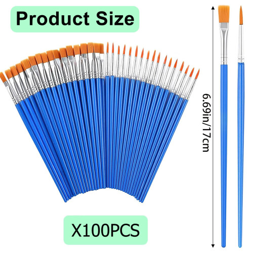 Outtshop Small Paint Brushes 60 Pcs Paintbrushes with Flat and Round Pointe 2