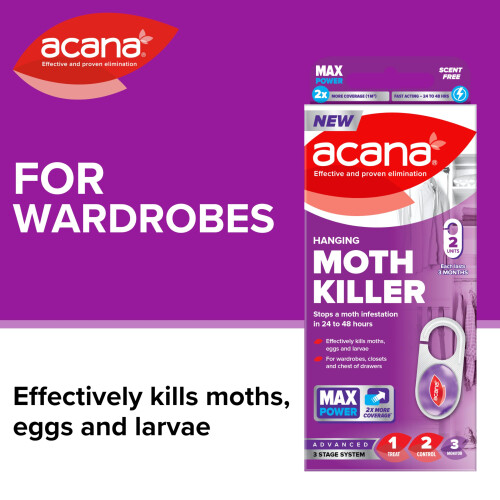 Acana Acana Hanging Moth Killer 2 pack For Wardrobes - Max Performance - Kills in 24 t 1