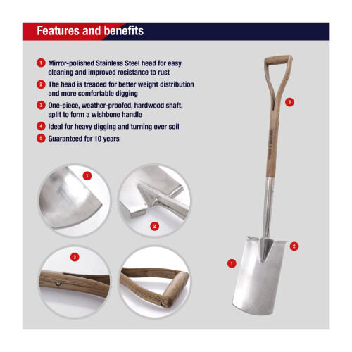 Spear & Jackson Spear & Jackson 4450DS Traditional Stainless Digging Spade 1