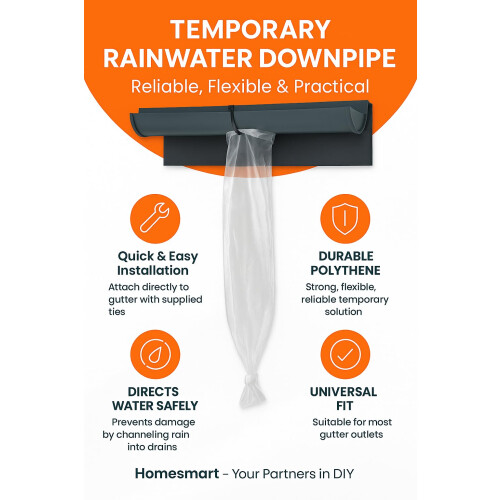 Temporary Rainwater Downpipe 20 Metre Kit for Gutter Outlets Storm Drainage 1