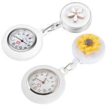 4Pcs Nurse Watch Clip on Retractable Metal Quartz Watches for Women