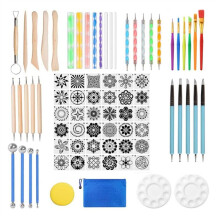 Mandala Dotting Tools, 78Pcs Mandalas Painting Stencil Kits Pen Dotting Tools Brushes Mandala Stencil Paint Tray