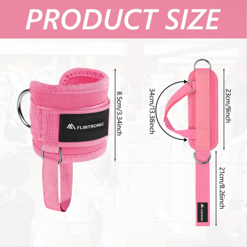 flintronic 2PCS Ankle Straps for Cable Machine, Gym Cuffs with Double 1