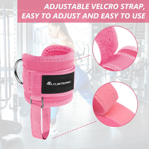 flintronic 2PCS Ankle Straps for Cable Machine, Gym Cuffs with Double 2