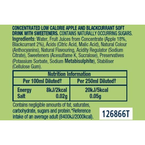 Robinsons Double Strength Apple  Blackcurrant No Added Sugar Squash 175L 1