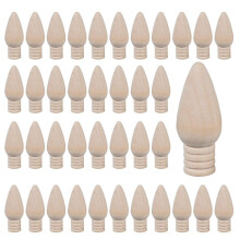 50 Pcs Wooden Christmas Light Bulb Unfinished Wood Ornaments for Crafts and Christmas Trees Supply, 2 Inch High