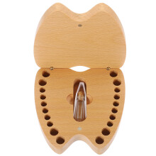 4Pcs Kids Wooden Baby Tooth Box Light Brown Storage Case