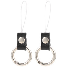 4Stk Schwarze Telefonriemen Mit Metallring Anti-Verlust Strap