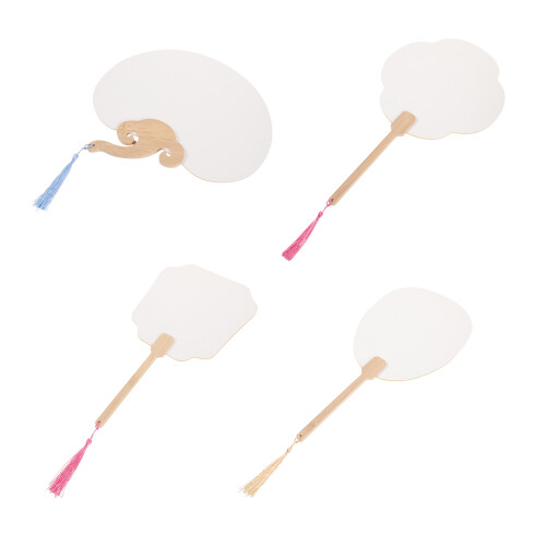 8Pièces Éventails Blancs En Papier Bois DIY Multicolores