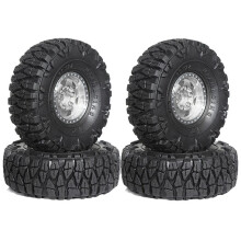 4Pcs 60mm 1.0In Metal Beadlock Wheel Tire Set for 1/18 1/24 RC Crawler Car TRX4M SCX24 AX24 FCX24 Upgrade Parts Silver