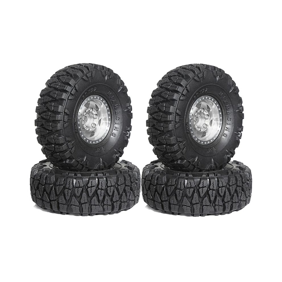 4Pcs 60Mm 1.0In Metal Beadlock Wheel Tire Set For 1/18 1/24 Rc Crawler Car Trx4m Scx24 Ax24 Fcx24 Upgrade Parts Silver 4714149362368