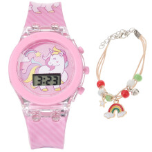 3Sets Kinderuhr Silikon Leuchtend Rosa Mit