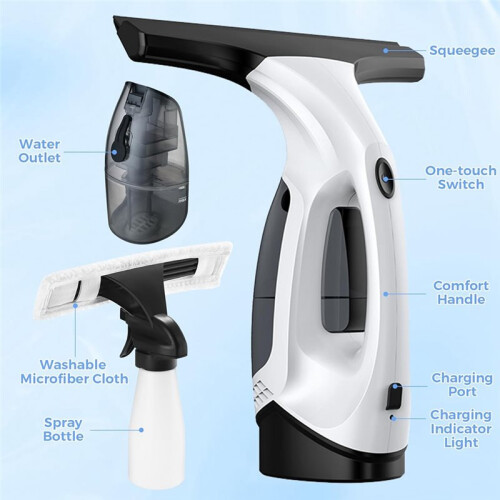 Cordless Window Vacuum Cleaner, Window Cleaner Squeegee Tool Set, Electric Windown Cleaning Tool EU Plug 1