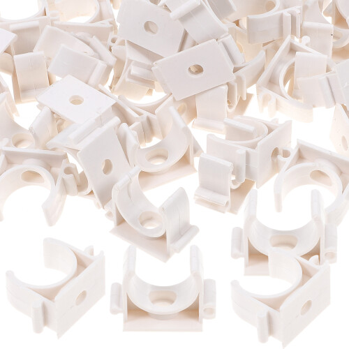 180Pcs White PVC Pipe Support Clamps U Brackets for Stable Fixation