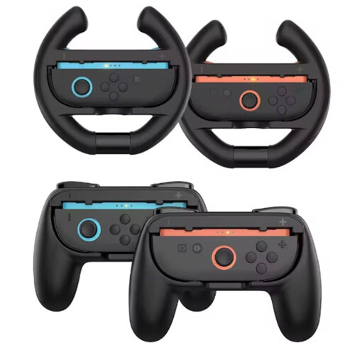 4-in-1 Steering Racing Wheel Controller Grip for  2 Joy Con Accessories  2 Hand Holder