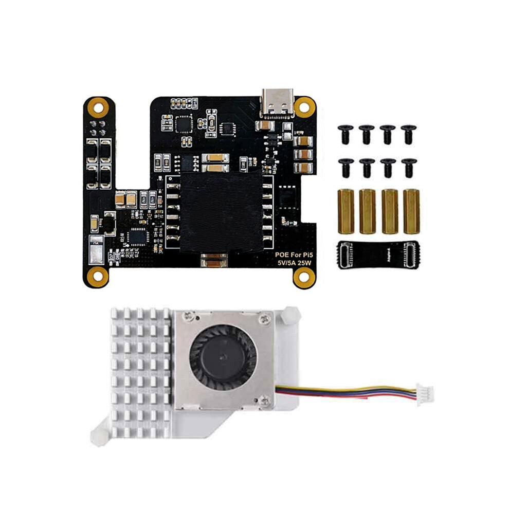 For Raspberry Pi 5 Poe With Pd Trigger Activation And Cooler Type C Power Over Ethernet 802.3Af Network Standard 4714060652159
