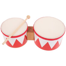 2Sets Portable Red Bongos for Kids Hand and Floor Drum Set Wooden Toy