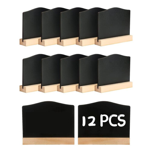 12Pack  Chalkboard Signs, Kitchen Notes Chalk Boards with Stands 10X7.2cm Small Blackboard Message Tabletop Board