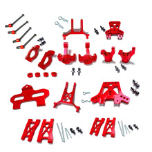 Nieuwe Metalen Upgrade-Onderdelenset Zwenkblok Stuurblokken Ophangarm voor LaTrax Teton 1/18 RC Auto Rood