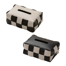 Checkerboard Woven Car Tissue Box High-Value Light Luxury Living Room Tissue Box Dining Table Bedroom Storage
