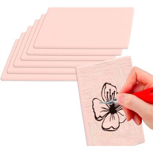 6 Pcs 4"X6" Rubber Carving Blocks for Printmaking - Soft Linoleum Stamp Making Kit, Printing Block for Linocut &