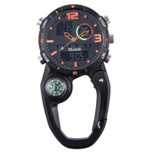 RoundScreen Outdoor Carabiner Watch with Compass Multi Functional Climbing Carabiner Watches for Men Sports Waterproof,D