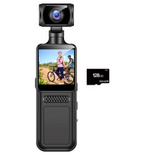 4G Protable Digital Camera 2K Pocket Motion Camera 180 Degrees Rotate Bike Driver Recorder Body Worn Camera 128G