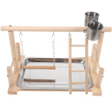 2Sets Parrot Activity Center Wooden Playpen Bird Play Stand Home Use