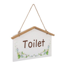 4Pcs Bathroom Wall Signs Wood Material Rustic Bathroom Door Hangings
