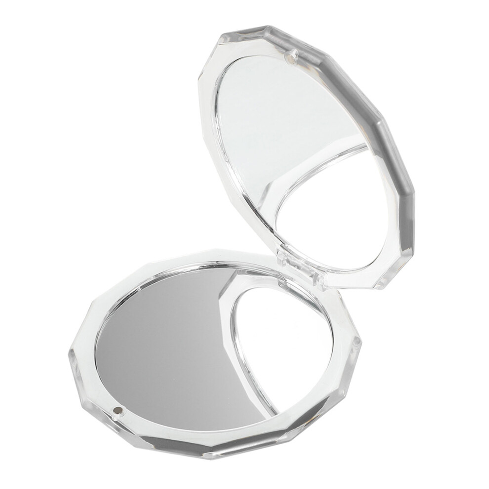 Solustre Silver 3Pcs Mini Folding Makeup Mirror Dual Mirror Compact For Purse