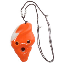 4Pièces Ocarina Vent 6 Trous Céramique Orange Pratique Pour Enfants