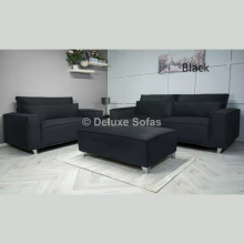 (2 Seater, Black Plush) Luxury 3+2 Sloane Sofa Set Plush Velvet Suite Settee Couch 1,2,3 Seater Loveseat Longue