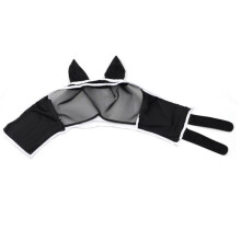 Pferdefliegenmaske mit Ohren, Pferdemaske Gegen Mücken und Insekten, Ma Chao Comfort Fliegenmaske, Pferdekopfmaske, Schwarz