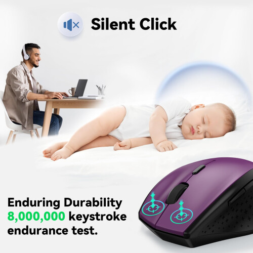 TeckNet TECKNET Wireless Mouse for Laptop, 4800 DPI Optical Computer Mice with 1