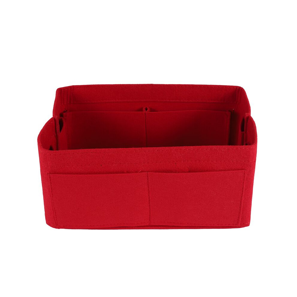 Red Home Storage Bag Purse Organizer Insert Bag Makeup Organizer Inner Purse Portable Cosmetic Bags Storage Tote