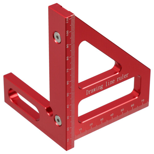 4Pièces Règle Mesure Angle 45-90 Aluminium Rouge Bois