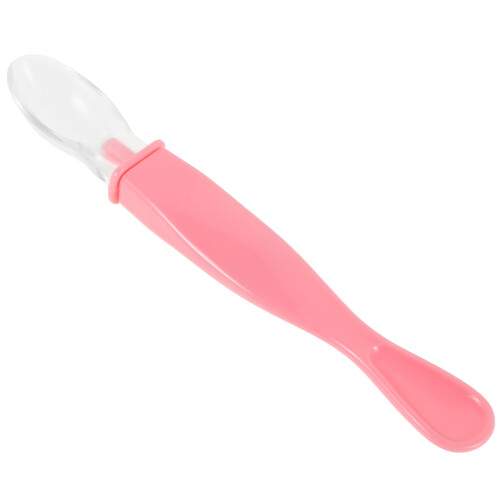 3Pcs Baby Feeding Spoon Soft Silicone Double Head Pink Tool