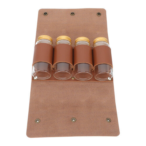 2Sets Compact Brown Spice Holder with Storage Bag for Camping Cooking