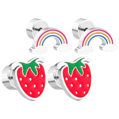 10Paires Petites Boucles Studs Multicolores En Pour Décoration