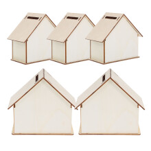 25Pièces Tirelires Bois Maison Bébé DIY Change Beige
