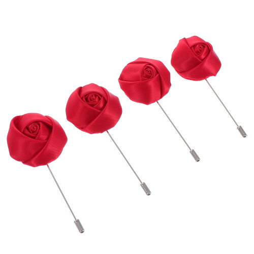 8Pièces Broches Décoratives Rose En Chiffon Et Métal