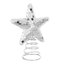 4Pcs Silver Glass Disco Ball Star Tree Topper for Festive Celebrations