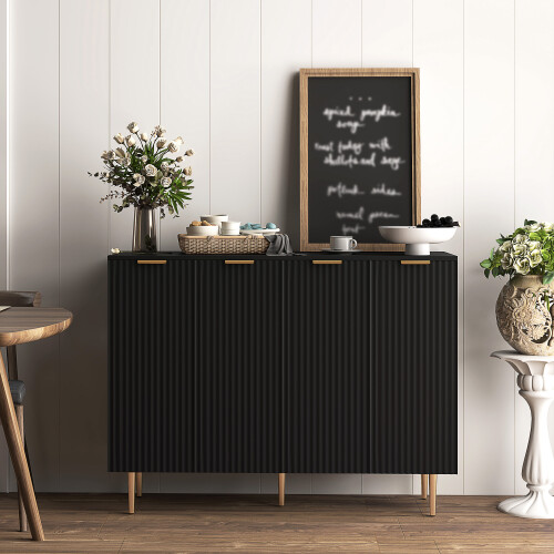 Homcom HOMCOM Sideboard Buffet Cabinet with Adjustable Shelves, Black