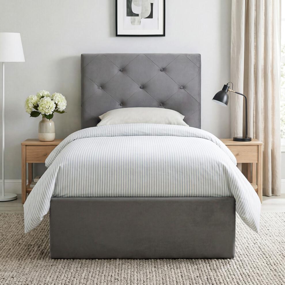 New Homcom Single Bed Frame Gas Side Lift Under Bed Storage Dark Grey